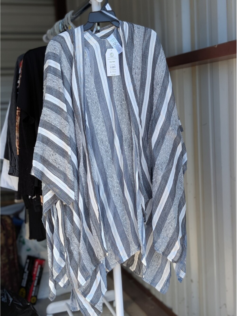Time and Tru gray striped ruana